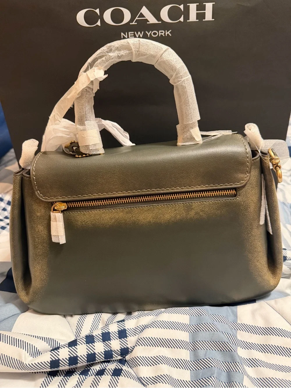 COACH Loved Leather Slouchy Rogue in Green